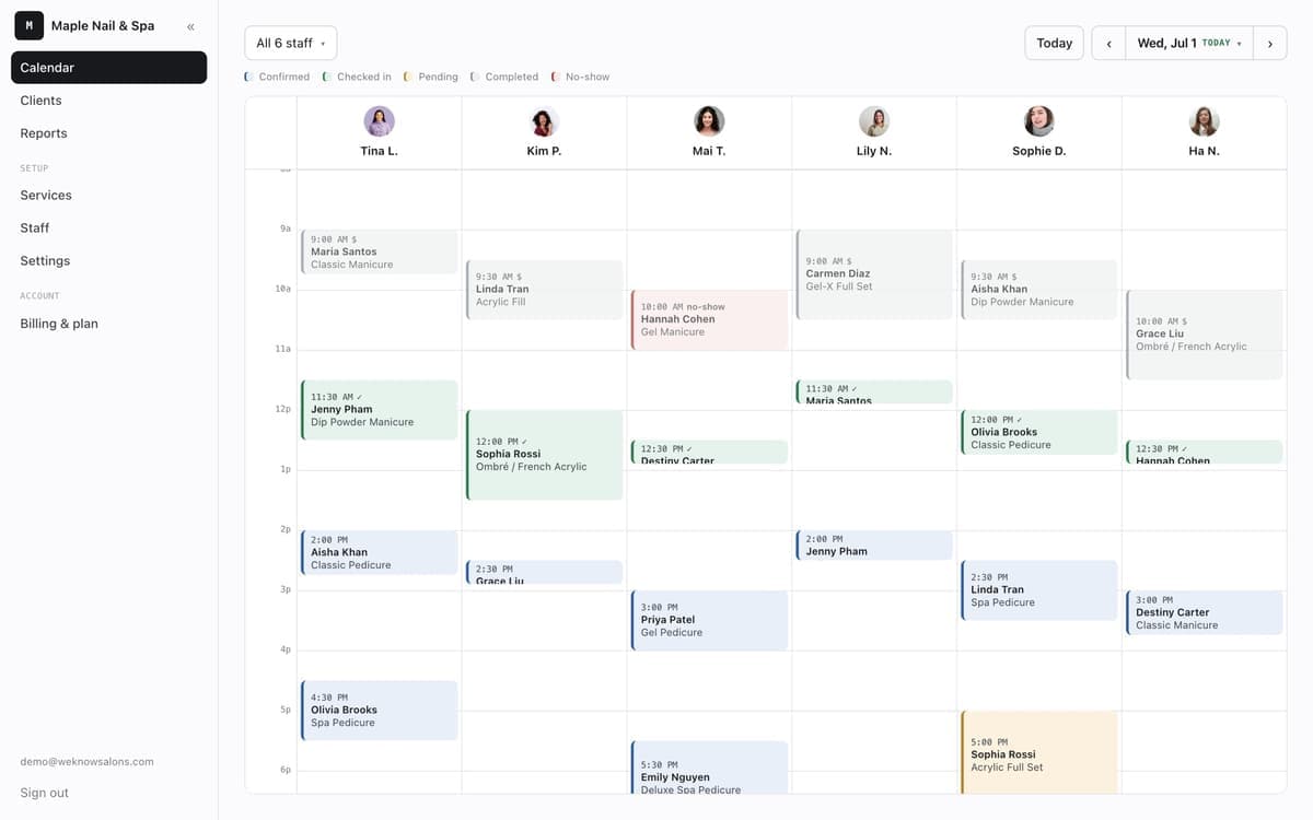 Salon owner dashboard